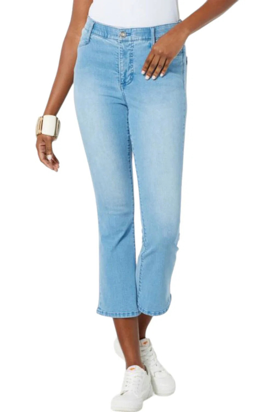 WynneDenim Performance Stretch Kick Flare Crop Jean Light Indigo - Regular